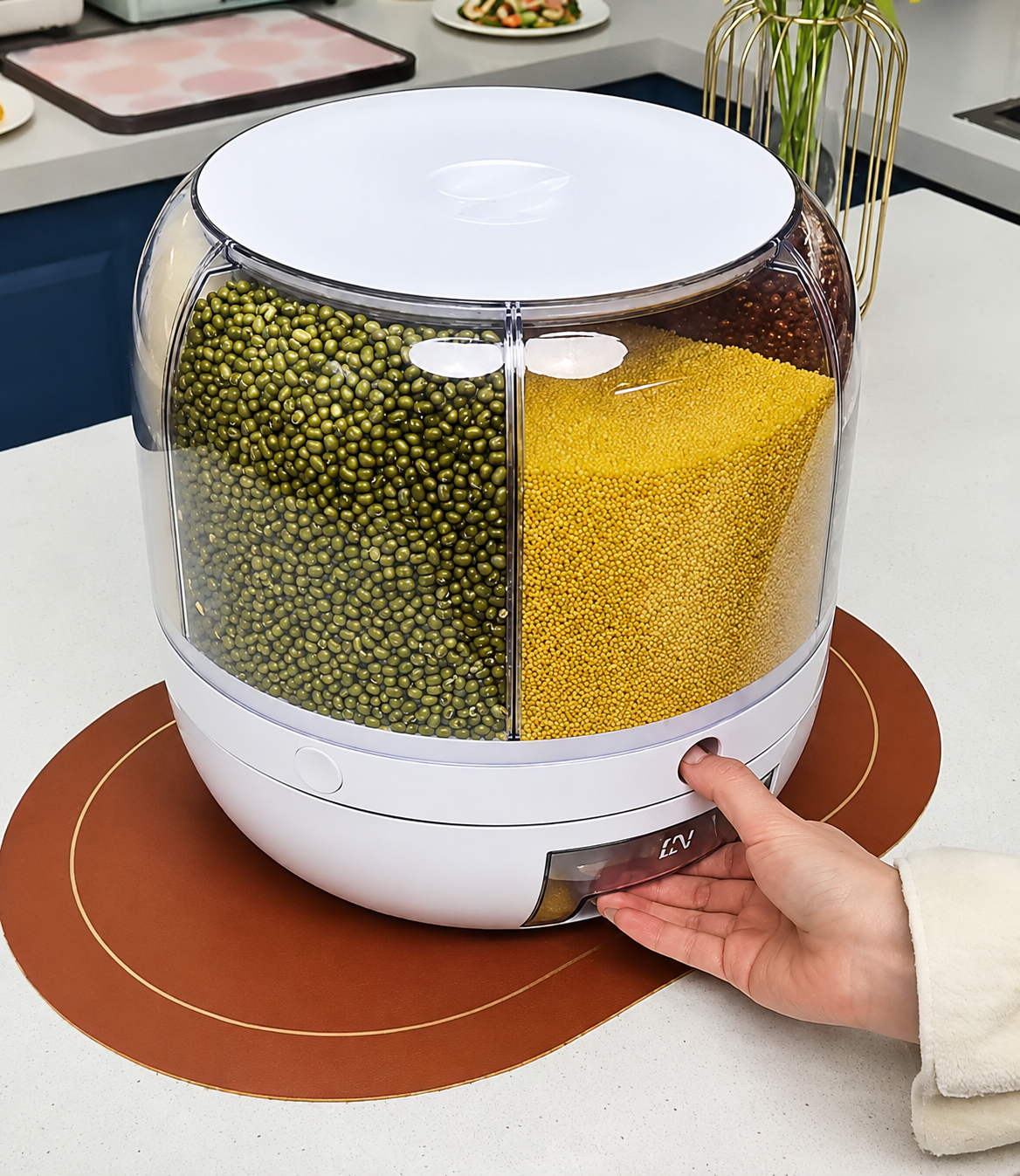 360° Rotating Grain Dispenser | Airtight Storage Box