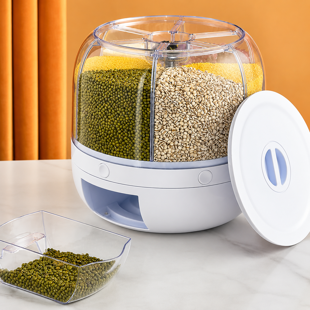 360° Rotating Grain Dispenser | Airtight Storage Box