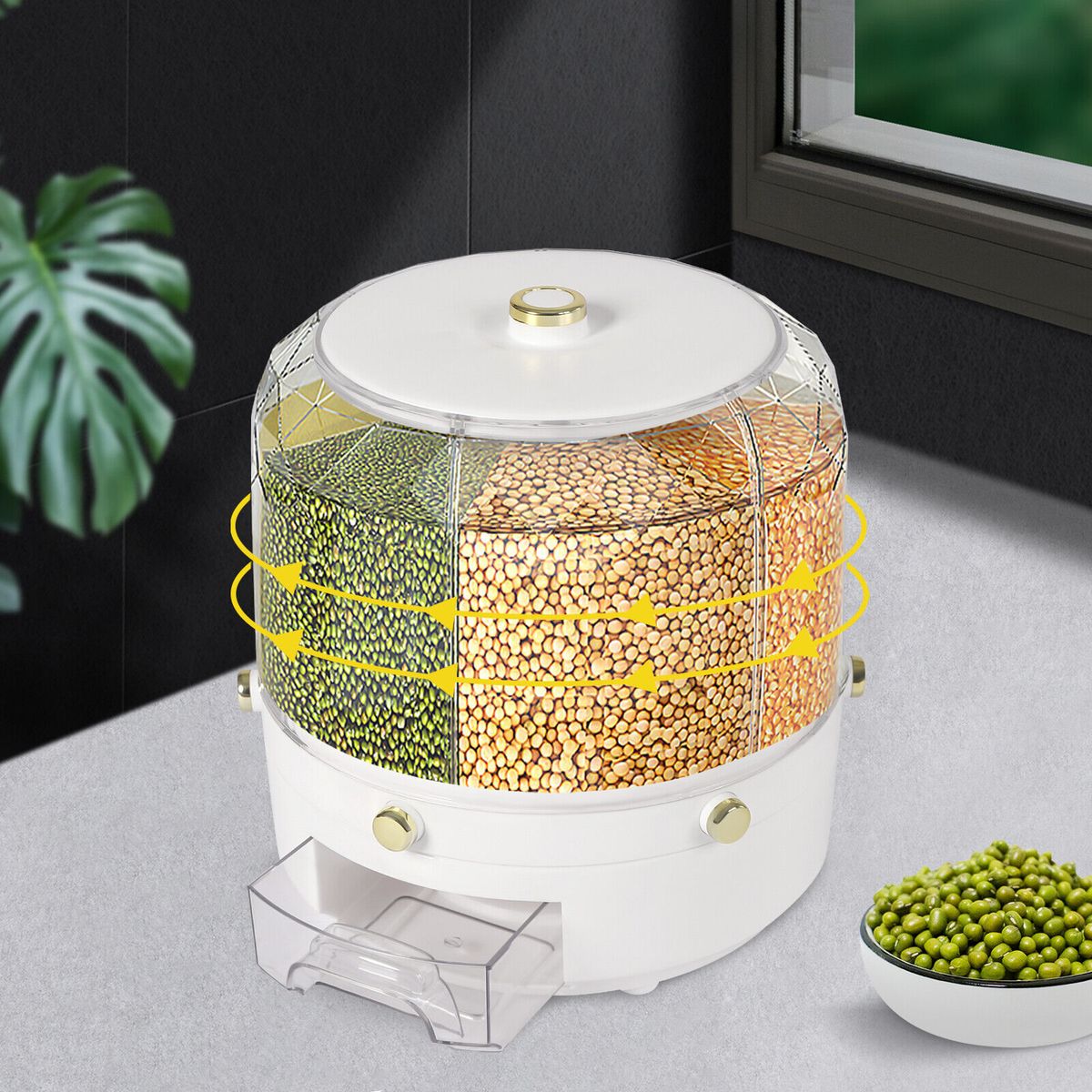 360° Rotating Grain Dispenser | Airtight Storage Box