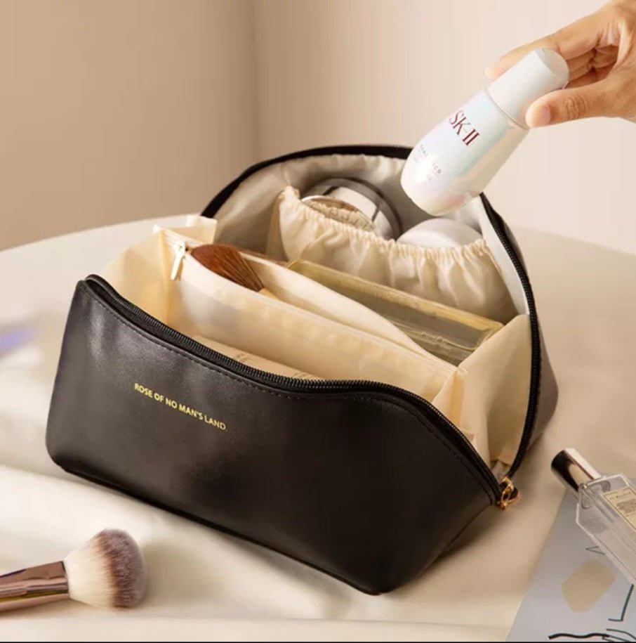 Large Capacity Leather Travel Cosmetic Bag