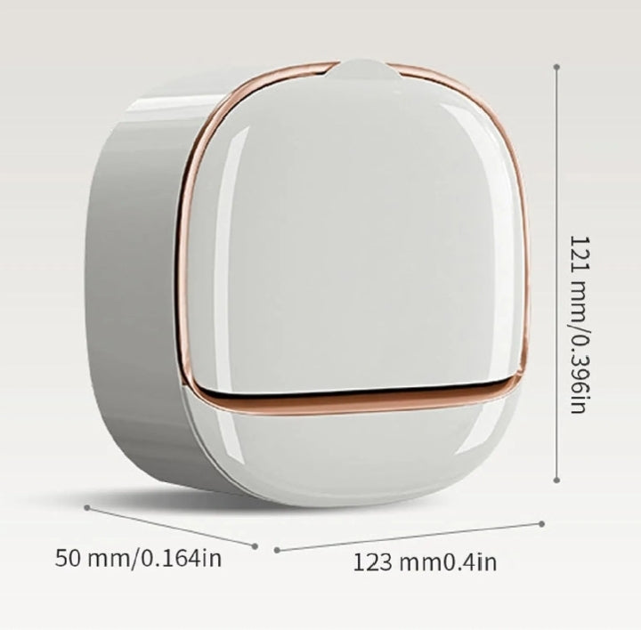 Wall Mounted Soap Holder with Lid and Tray (Comes with Free Self Adhesive Wall Hook)