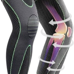 Compression Knee Support Sleeve – Spring and Silicone Brace for Sports and Arthritis