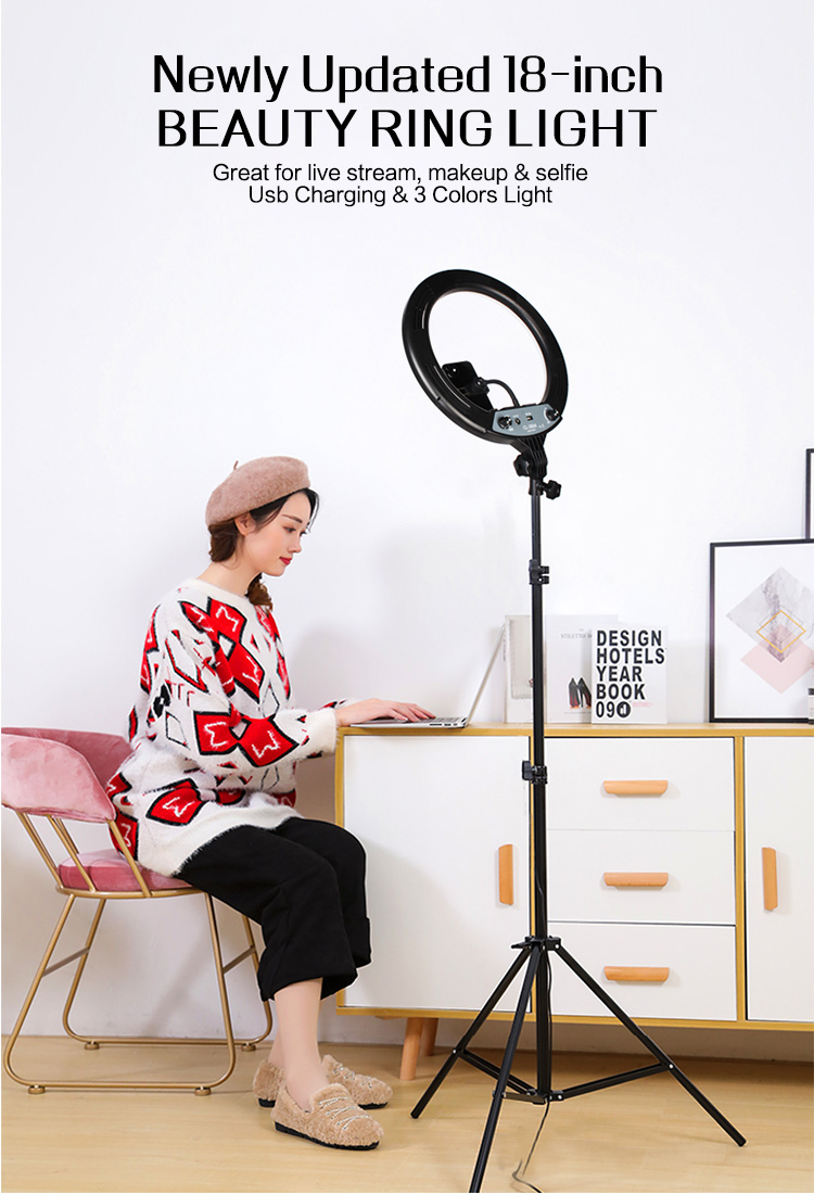 Ring Light with 3 Light Modes & Adjustable Stand ? Perfect for Video Calls, Makeup & Content Creation - Image 2