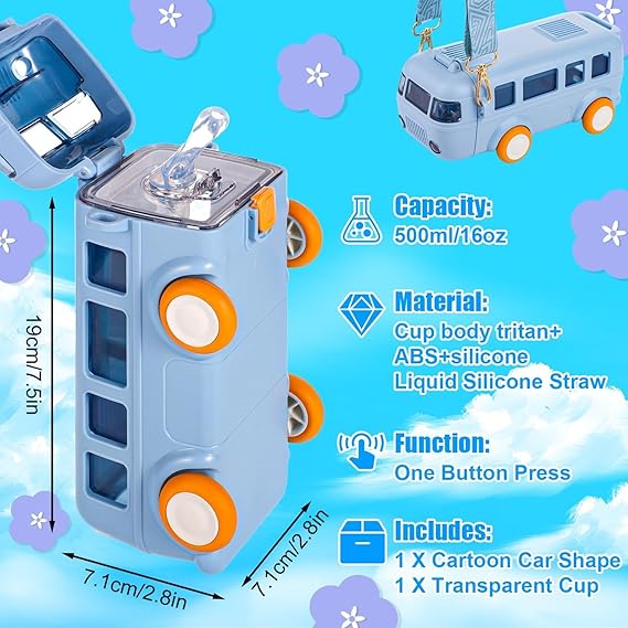 3-in-1 Cartoon Bus Shaped Kids Water Bottle ? Cute & Portable - Image 5