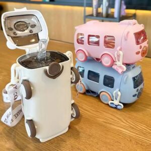 3-in-1 Cartoon Bus Shaped Kids Water Bottle ? Cute & Portable
