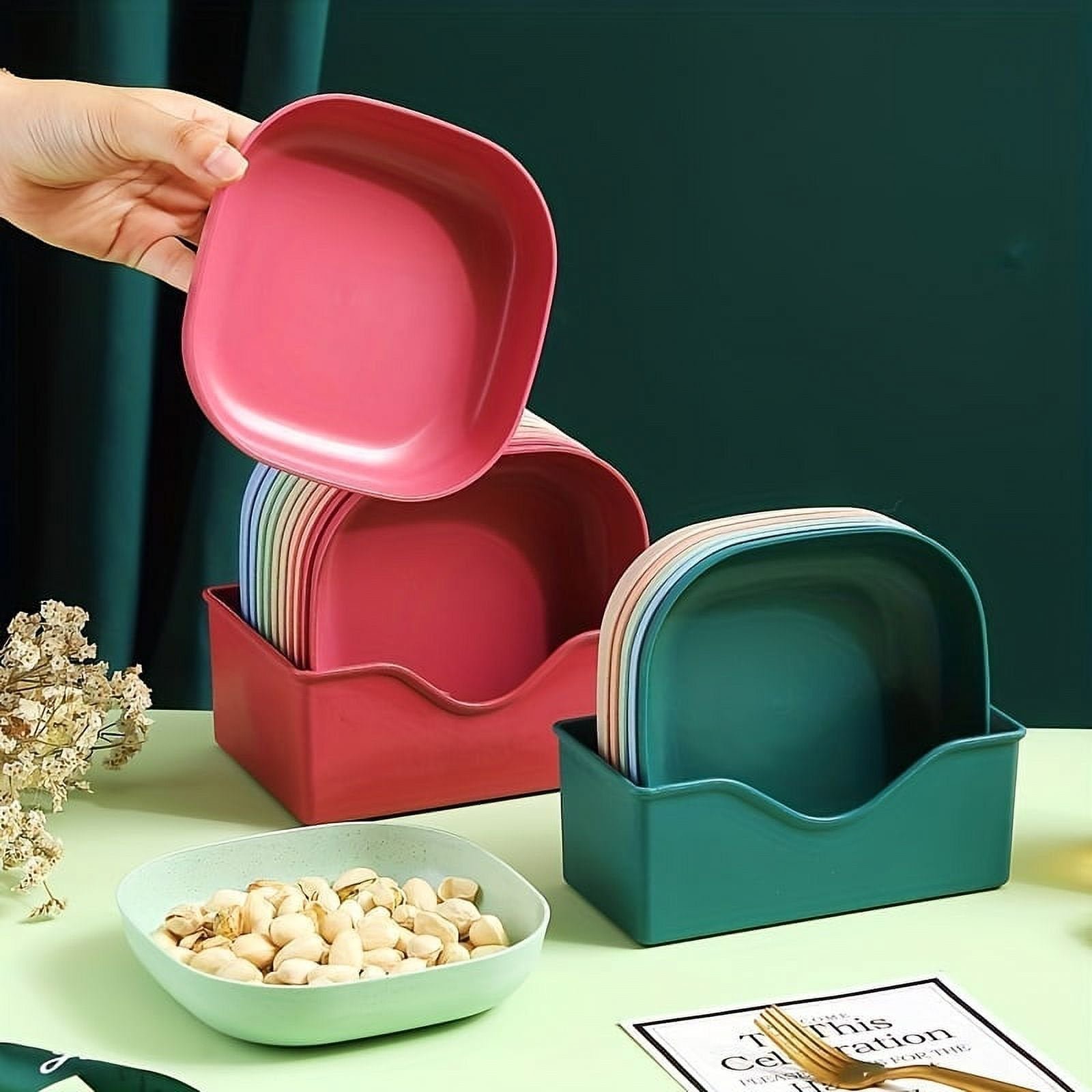 10Pcs Reusable Snack Plate Set - Image 3