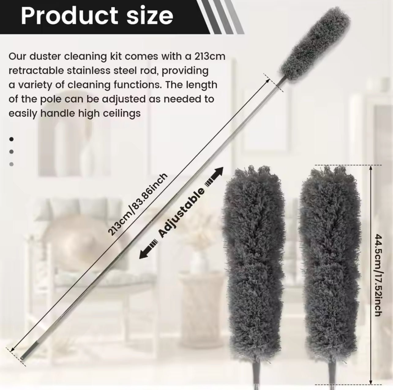 Flexible Microfibre Long Rod Grey Duster - Image 3