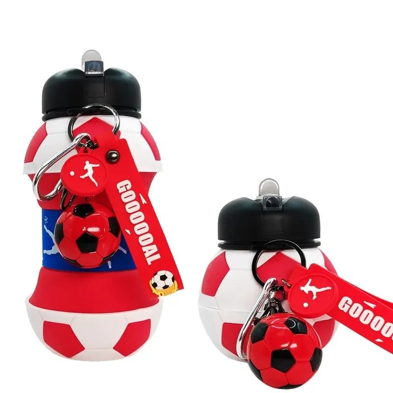 550ml/Folding Football-Shaped Portable Leak-Proof Silicone high quality Water Bottle with lid - Image 3