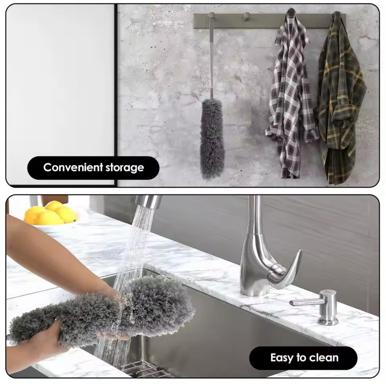 Flexible Microfibre Long Rod Grey Duster - Image 5