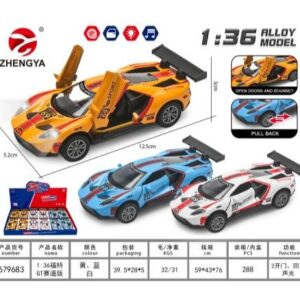 1:36 Die-cast Alloy Ford GT Track Edition (12 pcs/display box) – Features lights and music; assorted colors.