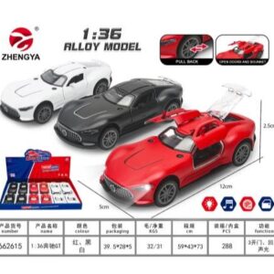 1:36 Scale Die-cast Pull-back Mercedes-Benz GT Model (with lights and music; assorted 3 colors; 12 units per display box)