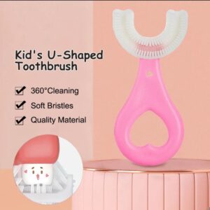 U Shape Silicon Toothbrush for kids, Portable Hand-Held Shaped Infant Soft Bristle 360 Degrees Mouthpiece tooth brush for toddlers