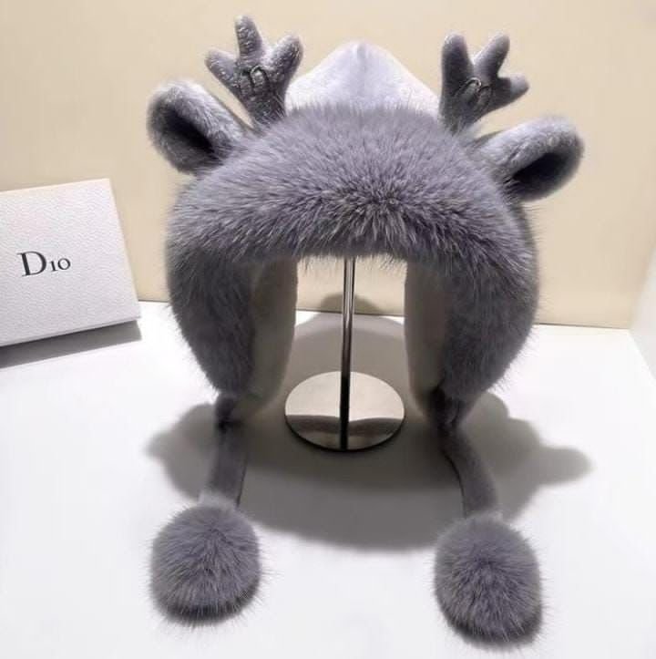 Soft Fluffy Bunny Ears Winter Cap - Image 3