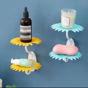 High-quality Daisy Soap Dish Wall Mounted Double Layer Soap Holder Self Adhesive Hollow Drainage