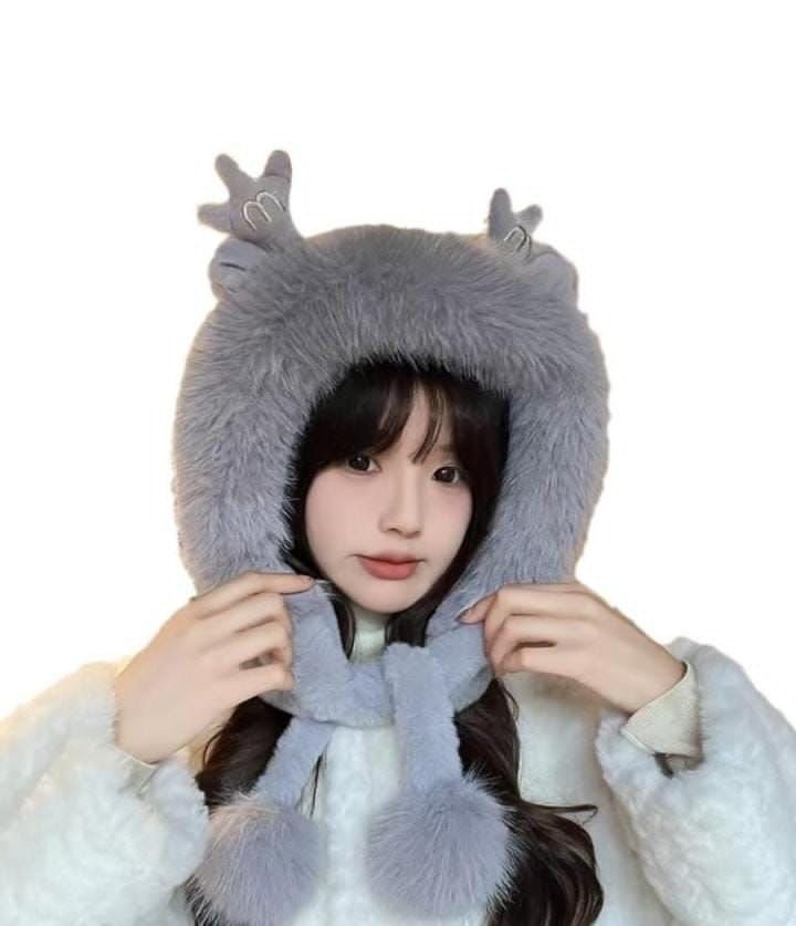 Soft Fluffy Bunny Ears Winter Cap - Image 2